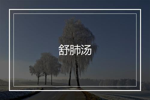 舒肺汤