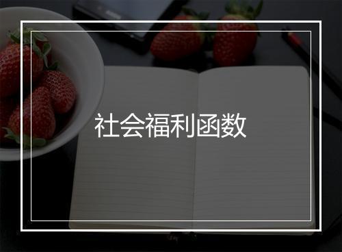 社会福利函数