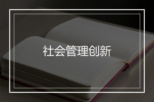 社会管理创新