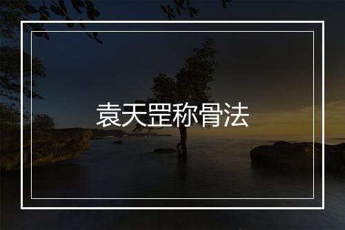 袁天罡称骨法