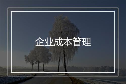 企业成本管理