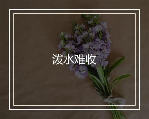 泼水难收