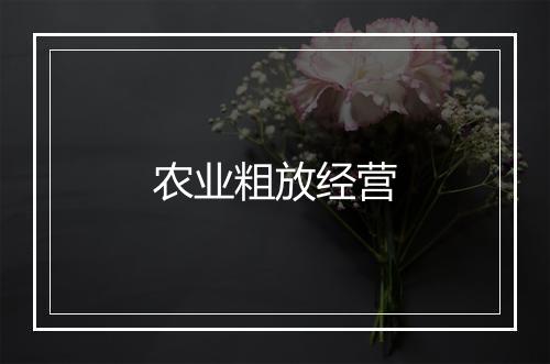 农业粗放经营