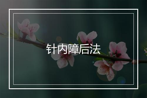 针内障后法